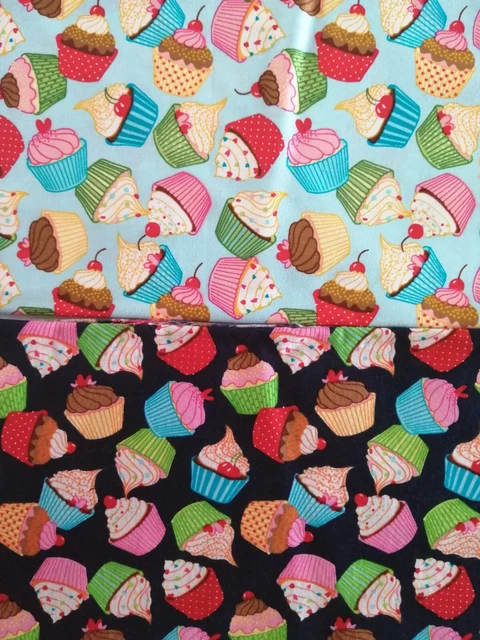 100% Cotton Poplin Fabric Rose & Hubble Tossed Cupcakes Desserts Cake crafts