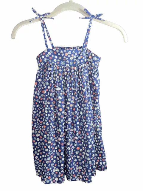 Old Navy Girls 5T Navy Blue Summer Floral Printted Bow-tie Strappy Cami Dress