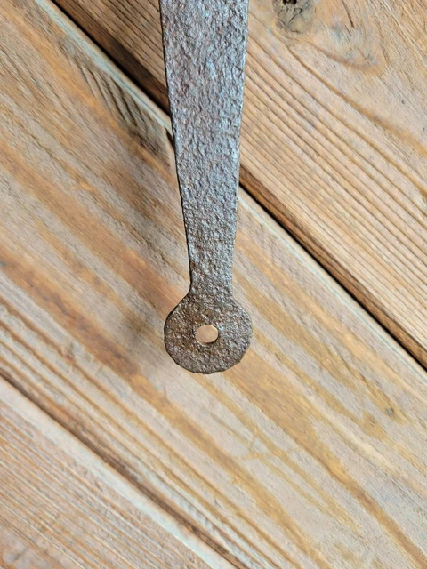 19c Antique Hand Wrought Forged Iron Barn Door Strap Hinges 24 1/2" 6