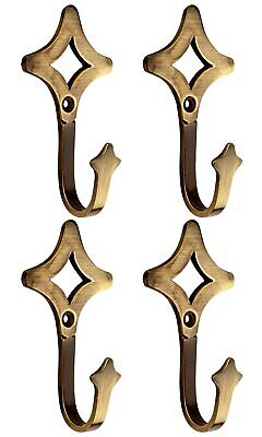 Set of 4 Handmade Brass Cloth Key Wall Hook Coat Hanger Holder