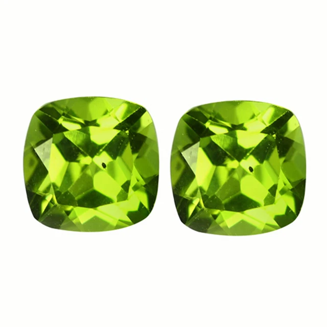 1.82 Ct VVS - VVS-2 [2Pcs Pair] Phenomenal Square Cushion 5.9 MM Green Peridot