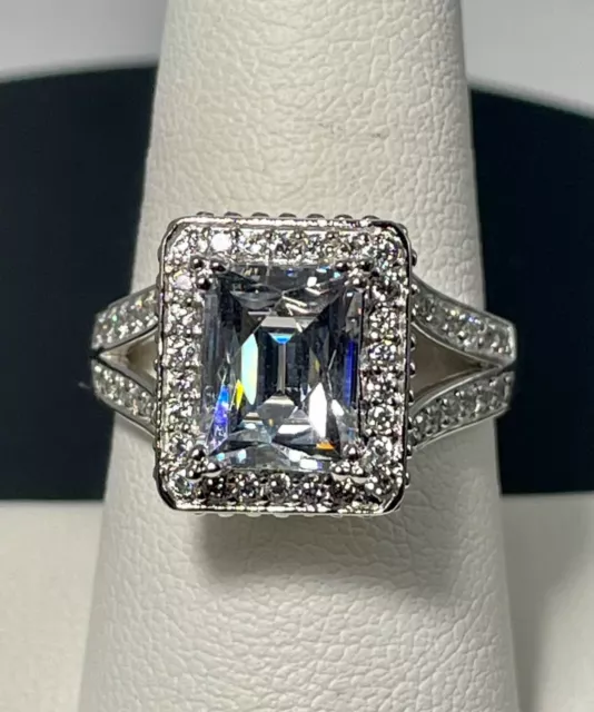 Bella Luce Charles Winston Emerald Cubic Zirconia Sterling Silver Ring Sz 8 CZ
