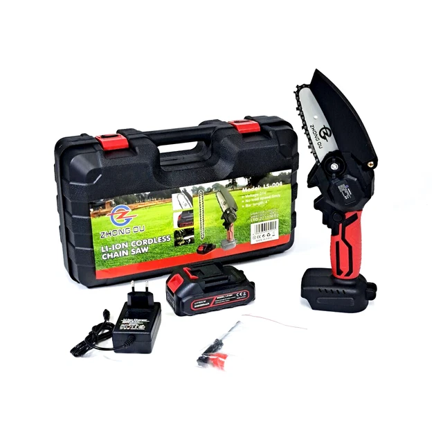 Mini Motosega Batteria 21V Litio_Catena Acciaio_Batteria Litio_Set Valigetta