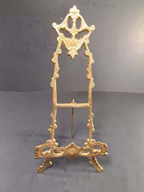 Vintage Ornate Brass Easel Stand Table Top Picture Book Plate Stand Holder