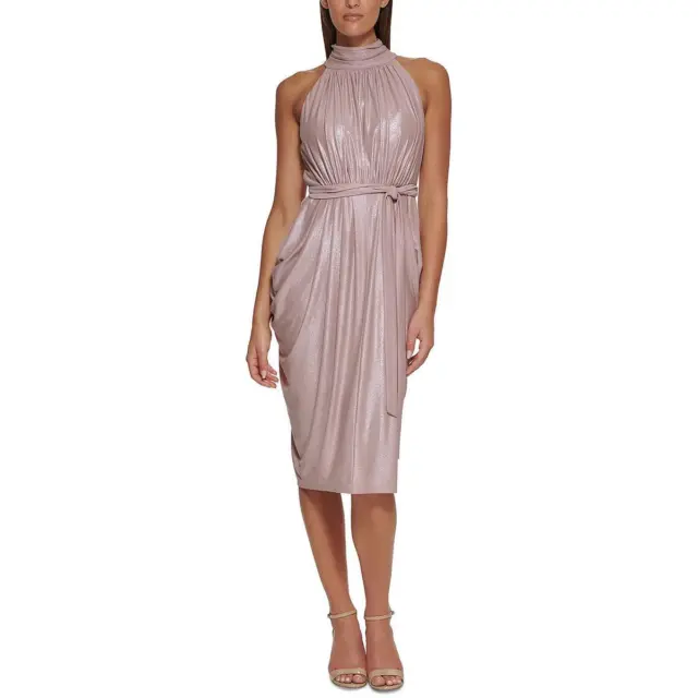 Tommy Hilfiger Womens Halter Midi Sleeveless Cocktail and Party Dress BHFO 2531