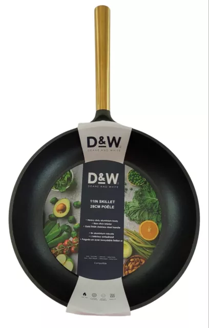 D&W Low Casserole/Pan 11 Inch Skillet With Lid Nonstick Deane&White  Cookware New