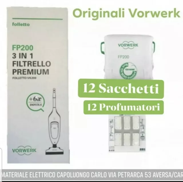 Sacchetti Folletto Vk 200 Vk 220S Fp Vorwerk Originali 12 Sacchetti 12 Profumini