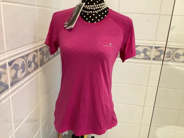 Ronhill Ladies Running Pink Running Top, Size Uk 10. Brand New With Tags