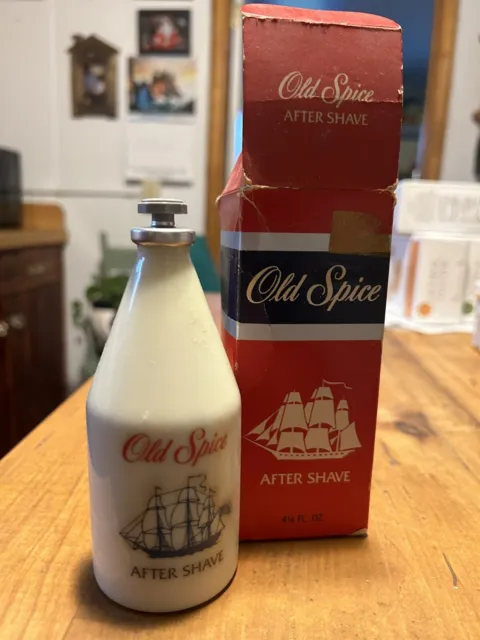 ~~~ Vintage Old Spice After Shave Lotion Shulton Ship Full Bottle With Box ~~~