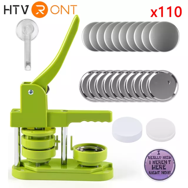 HTVRONT Button Maker Machine Pin Badge Maker 2.3in 110Button Parts+Circle  Cutter
