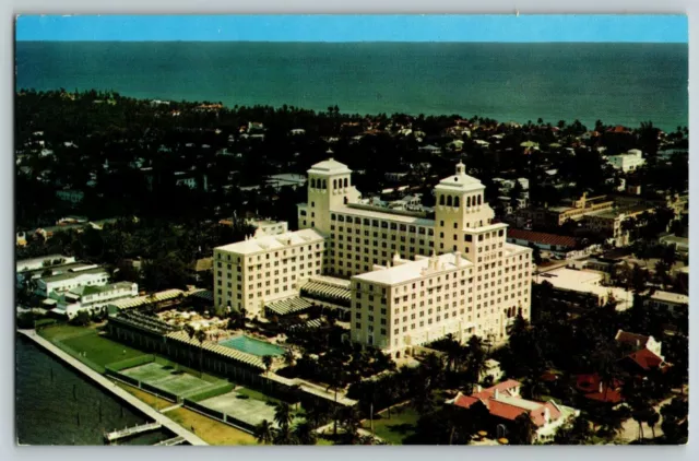 Vtg Chrome FL Aerial Birdseye View Biltmore Hotel Palm Beach Florida Postcard