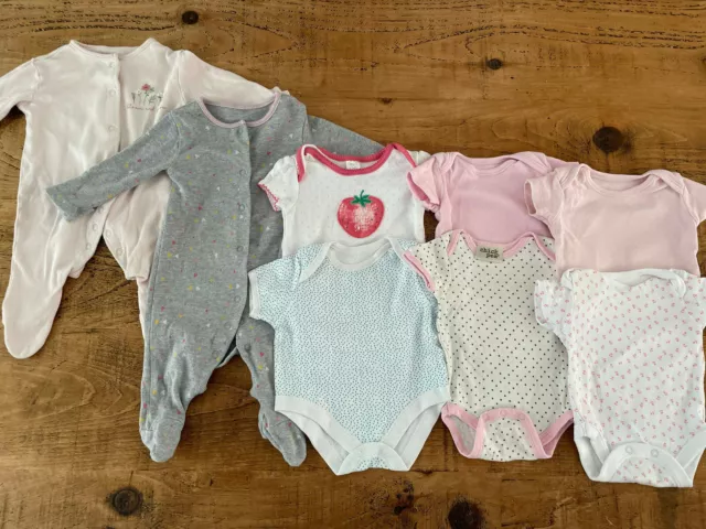 Baby Girl 0-3 months Bundle 6 Bodysuits & 2 Sleepsuits Nutmeg Mini Club Matalan