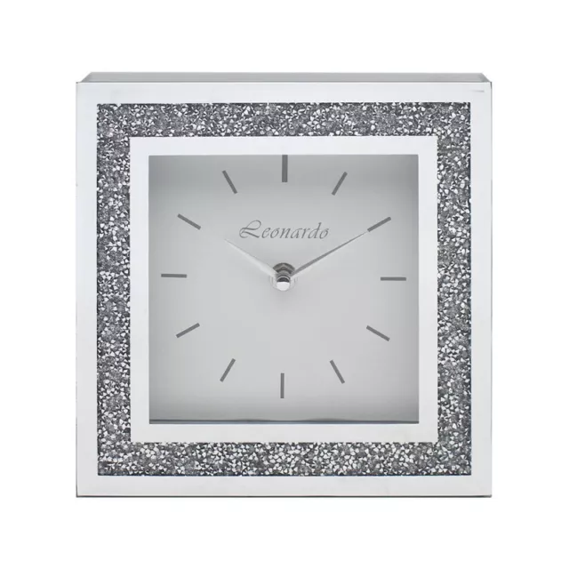 Crushed Crystal Sparkly White Mirrored Glass Square Mantel Clock 14cm - 40cm