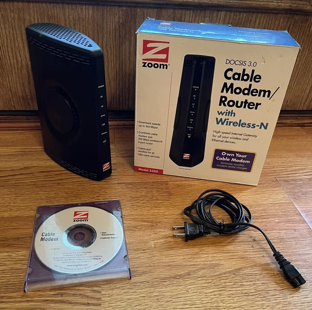 ZOOM DOCSIS 3.0 Cable Modem/Router Wireless-N Model 5350 Tested Working ...