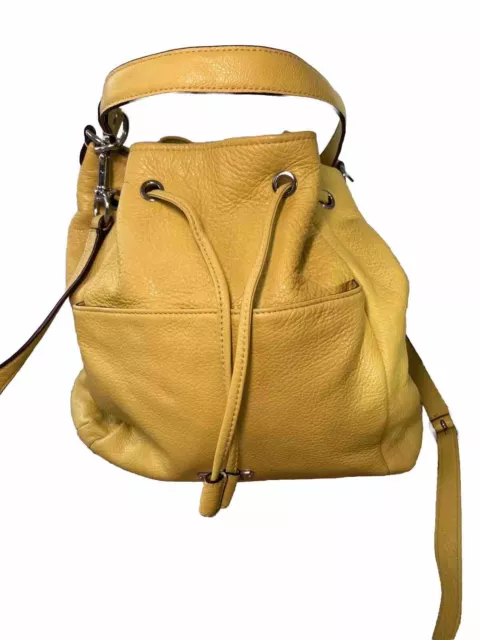 COACH 'AVERY' CHARTREUSE Yellow Pebbled Leather Drawstring Shoulder ...