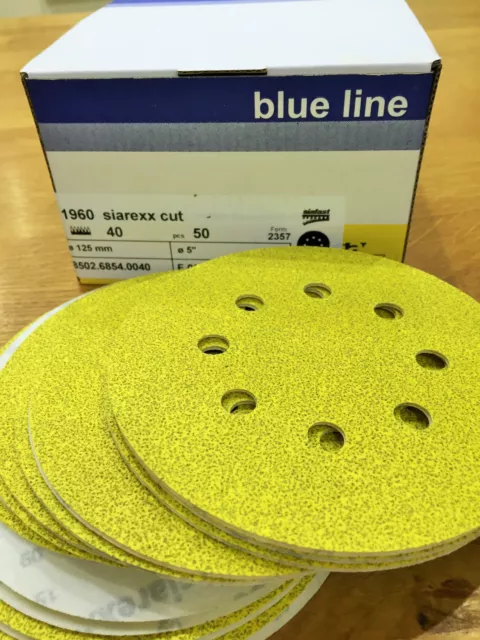 125mm SANDING DISCS SIA PRO QUALITY 8 HOLE VELC/HOOK & LOOP BACKING 320grit x25