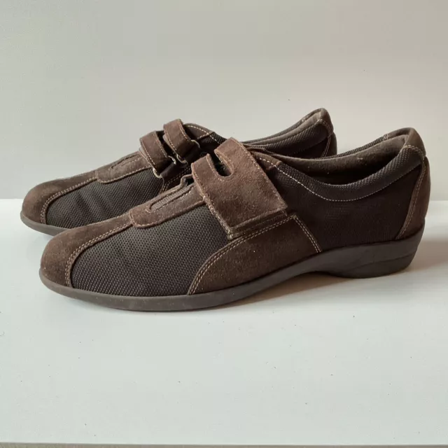 Munro Sport Joliet Brown Hook & Loop Comfort Sneaker Suede & Fabric Size 8 N