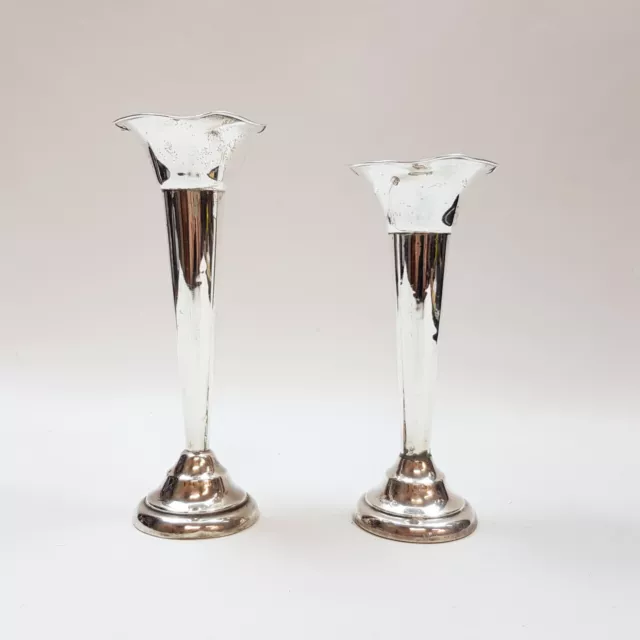 Vintage Sterling Silver Engraved Candle Holders C/1925 - Weighted (A/F) #53217