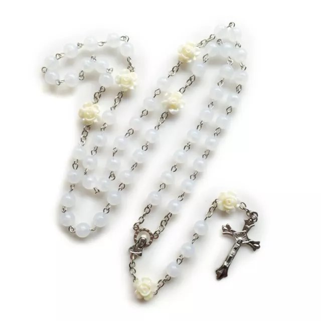 8mm Rosary Beads Flower Luminous Necklace with for Pendant Necklaces