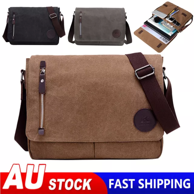 Men's Retro Shoulder Bag Satchel Canvas School Crossbody Laptop Messenger Bags