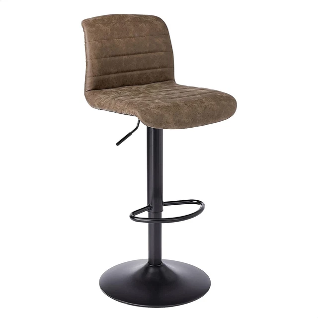 CangLong Mid Century Swivel Height Bar Stool Back Support Dining Chairs Brown