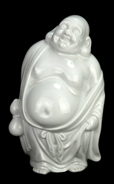 Vintage UC&GC Japan White Happy Laughing Maitreya Buddha ( 笑佛) Statue   9"
