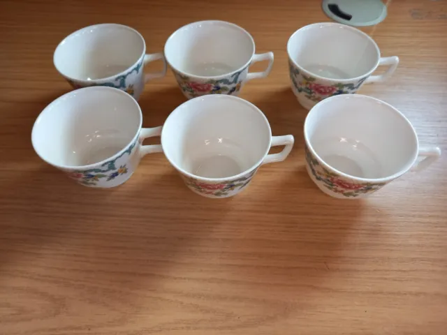 6 x Vintage Royal Doulton Booths Floradora (A8042) fine china tea cups - TC1127