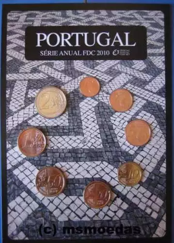 Portugal Offizieller Euro Kursmünzensatz KMS 2010 Blister 1 Cent bis 2 Euro FDC