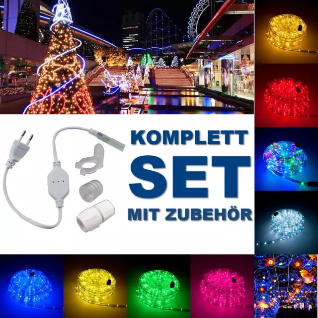 Weihnachtsbeleuchtung LED Lichterkette Lichtschlauch in 5 Farben Mit Stromkabel