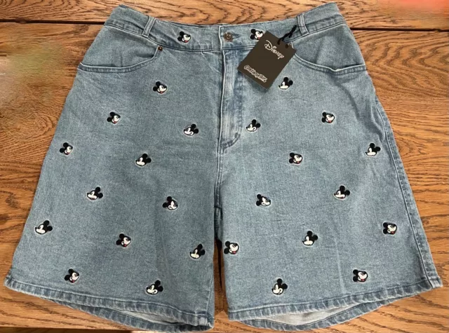 NWT Cakeworthy Embroidered Mickey Mouse Disney Jean Denim Shorts Size 34