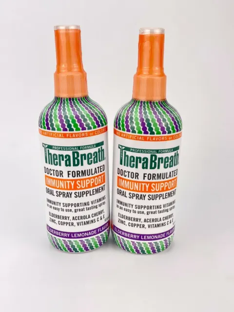 TheraBreath Immunity Support Oral Spray Supplement 10oz 6/24 Elderberry Lemonade