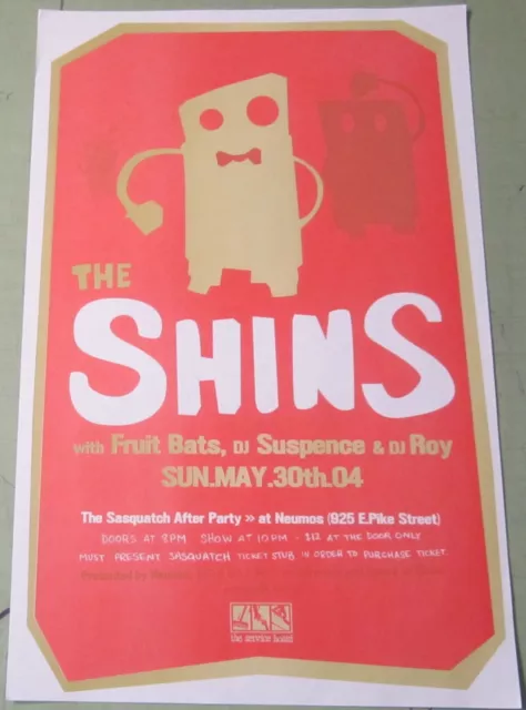 Shins 2004 Poster Original Seattle Concert Show Flyer w/ Fruit Bats, DJ Suspence