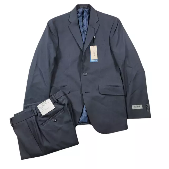 Kenneth Cole Slim-Fit Suit Mens 36R 2 Piece 29x32 Stretch Blue Birdseye $395