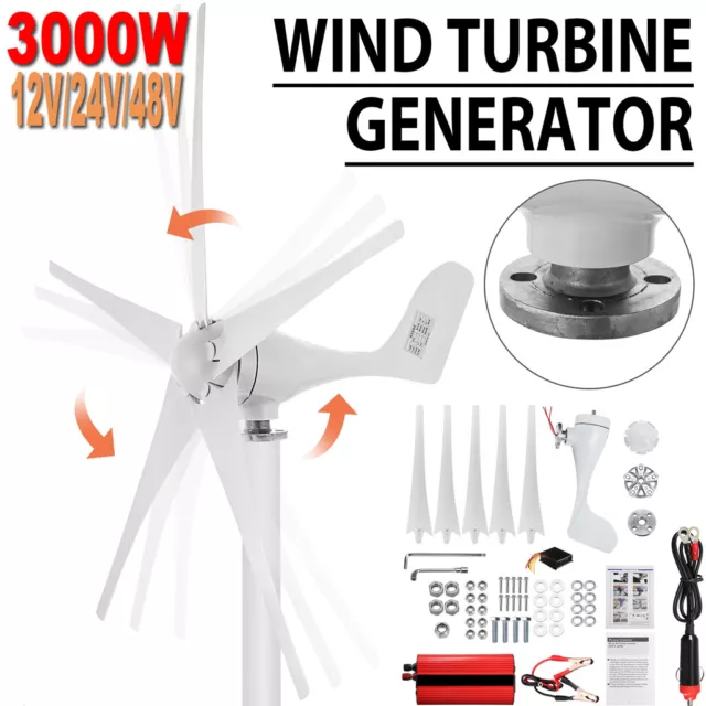 3000W 220V Vertikal Windkraftanlage Windrad Spiral Windgenerator Komplett- set