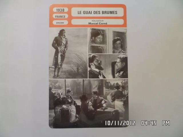 CARTE FICHE CINEMA 1938 LE QUAI DES BRUMES Jean Gabin Michèle Morgan Michel Simo