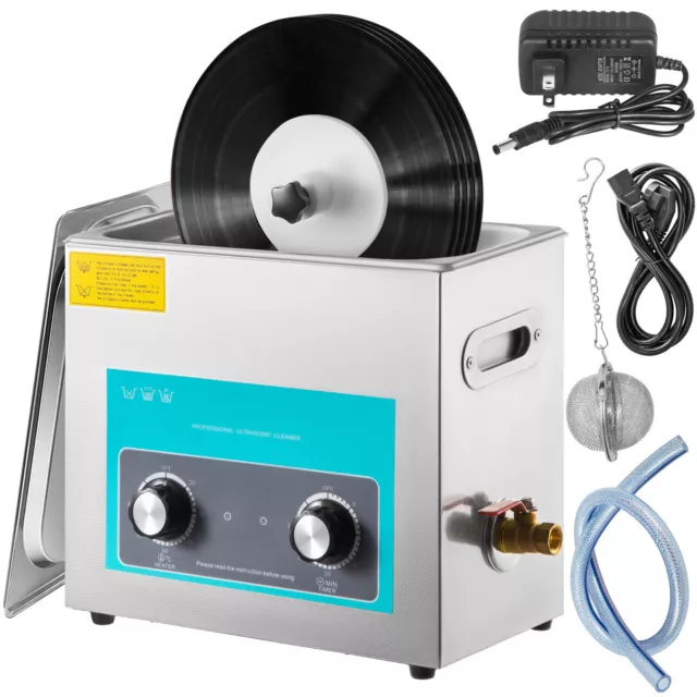 VEVOR 6L Limpieza por Ultrasonidos Acero Inoxidable Limpiador de Discos Vinilo