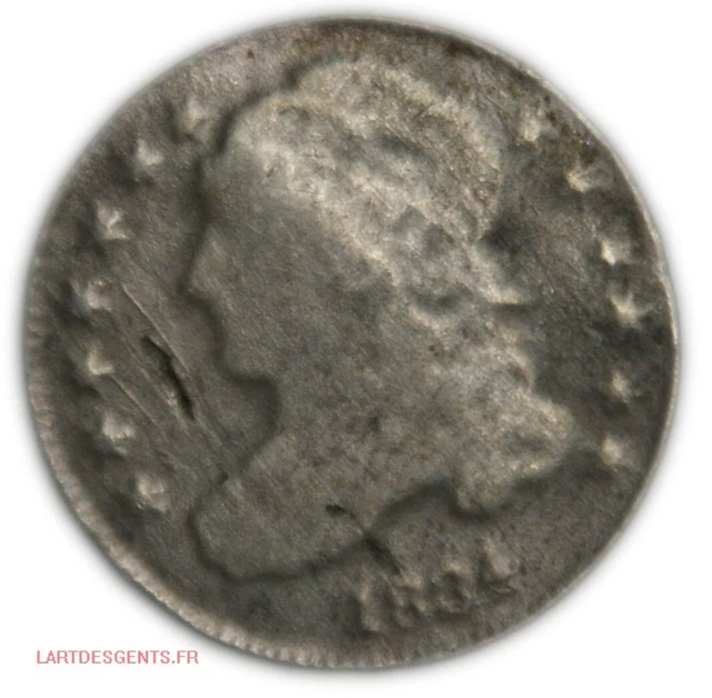 US - dime 1834 Capped Bust error lightweight, lartdesgents.fr (USA) p1193/42