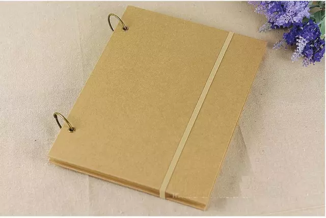 2-Ring Binder Kraft Hard Cover 80Pg DIY Scrapbook Sketchbook Wedding Anniversary