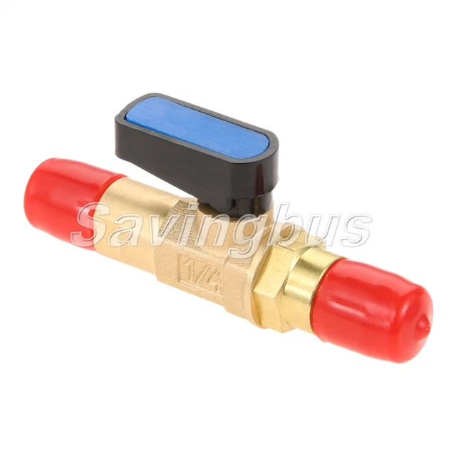 R134A HVAC Straight Shut-Off Valve Ball Valve 1/4" SAE Adapter for R22 R12 R410A