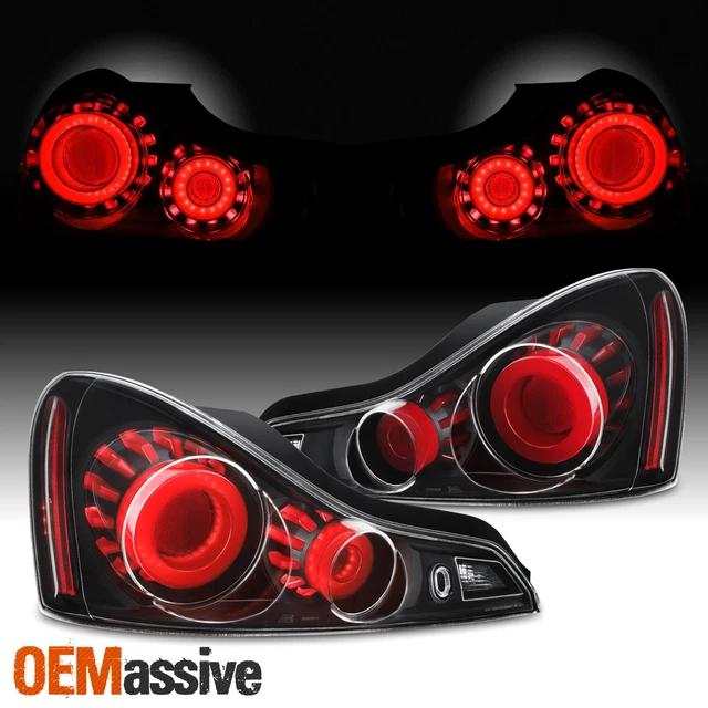 [GTR Style]Fit 2008-2015 G37 / Q60 Coupe 3D LED Tube Tail Light - Black Assembly