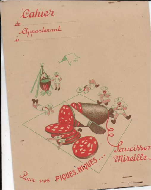 ANCIEN PROTEGE CAHIER  NEUF  ANNEE 30's    SAUCISSON MIREILLE COULEUR  BEIGE