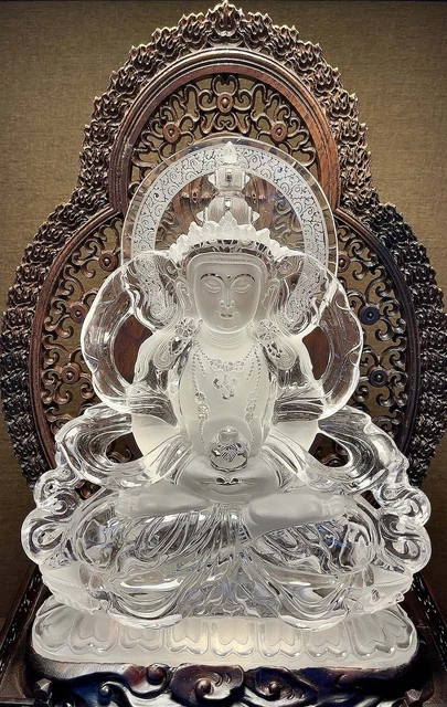 Chinese Exquisite Handmade Buddha Carving Natural Crystal Statue 2