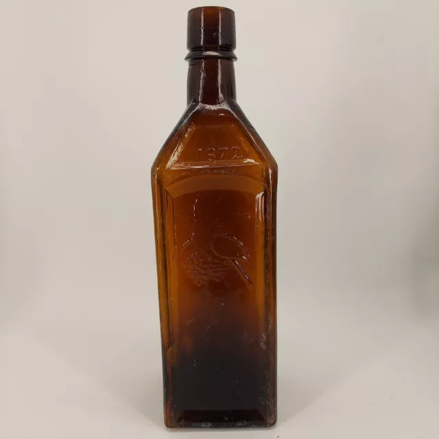 Antique Doyle's Hop Bitters Amber Brown 1872 Embossed Bottle 9 5/8''