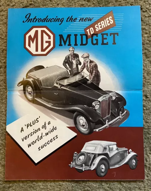 MG Range TD Midget & 1¼ litre Saloon Original UK Sales Brochure 1950 Art T F Q P