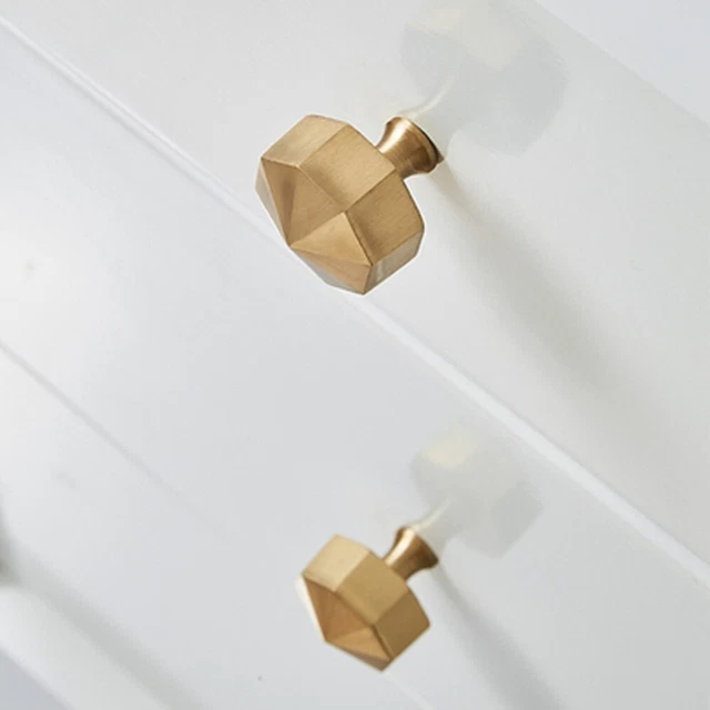 1x Solid Brass Octagon Cabinet Drawer Knobs Cupboard Door Handle Pulls Hardware