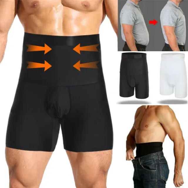 MEN'S COMPRESSION HIGH Waist Boxer Shorts Tummy Body Shaper Girdle Slimmer  Pants £14.79 - PicClick UK