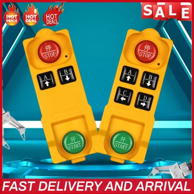 Industrial Wireless Remote Controller 433.92MHz Hoist Crane Control 2/4 Buttons