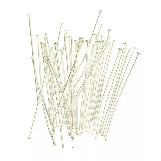 200 Pcs - 40mm Silver Plated Flat Head Pins Jewellery Craft Findings