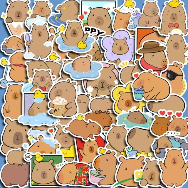 50PCS Plump Capybara Cartoon Cute Brown Animals Stickers Scrapbook Laptop PhoFE