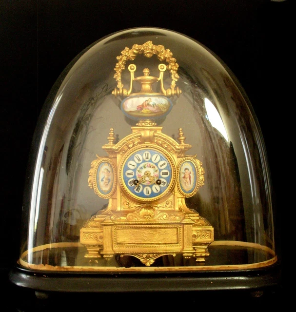 XIXth C, France, GLOBE & Sevres Vase, Cherubs Porcelain Clock and Romantic Scene